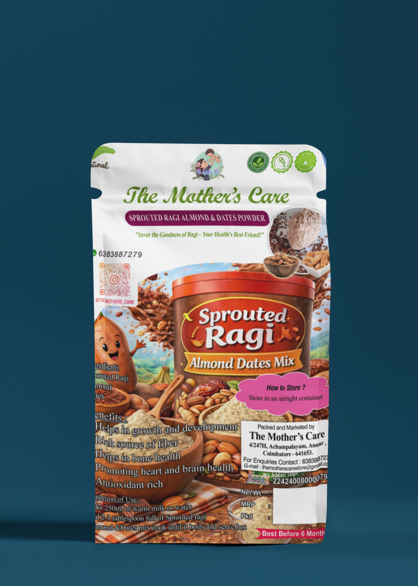 Sprouted Ragi Almond & Dates Powder